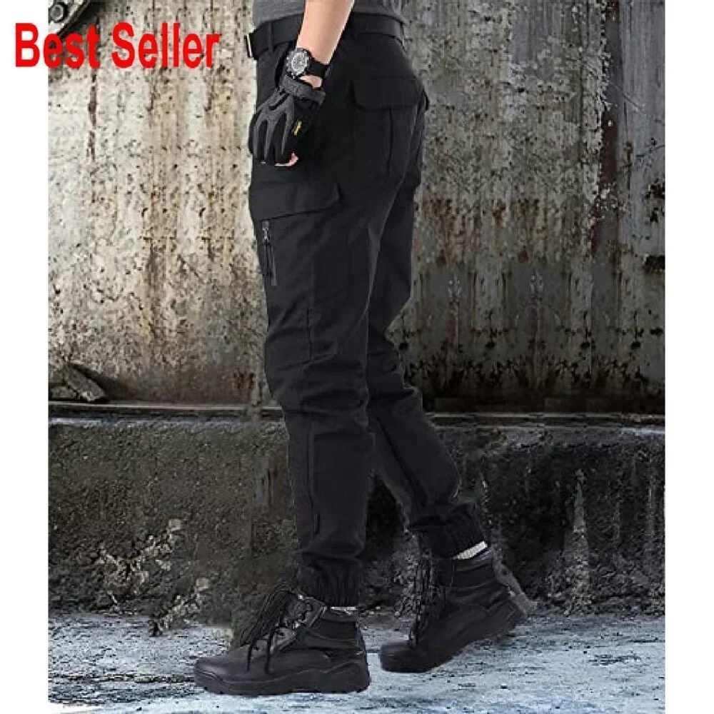 Men's Tactical Cargo Pants Ripstop Fabric Relaxed Fit Outdoor Utility Pockets